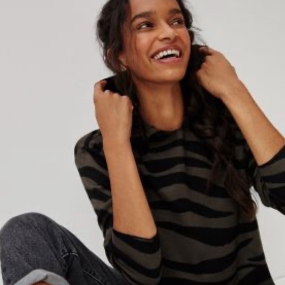 Anthropologie Kasia Knit Hoodie Zebra Print